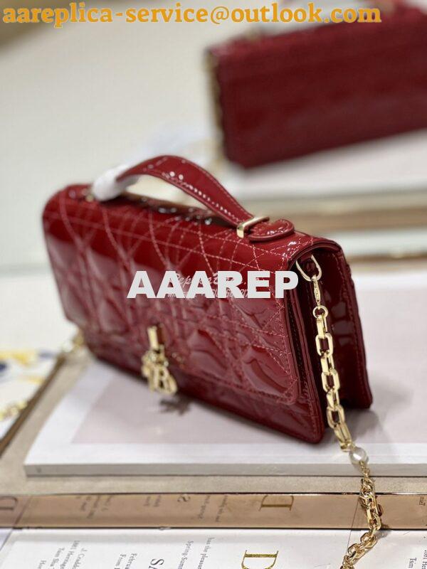 Replica Dior Miss Dior Mini Bag Red Cannage Patent Calfskin S0980O 4