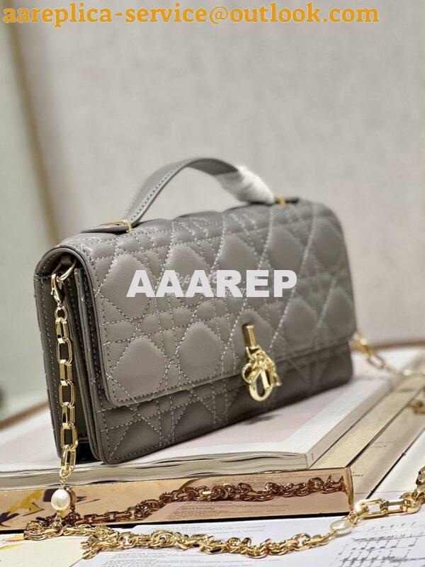 Replica Dior Miss Dior Mini Bag Gray Cannage Lambskin S0980O 3