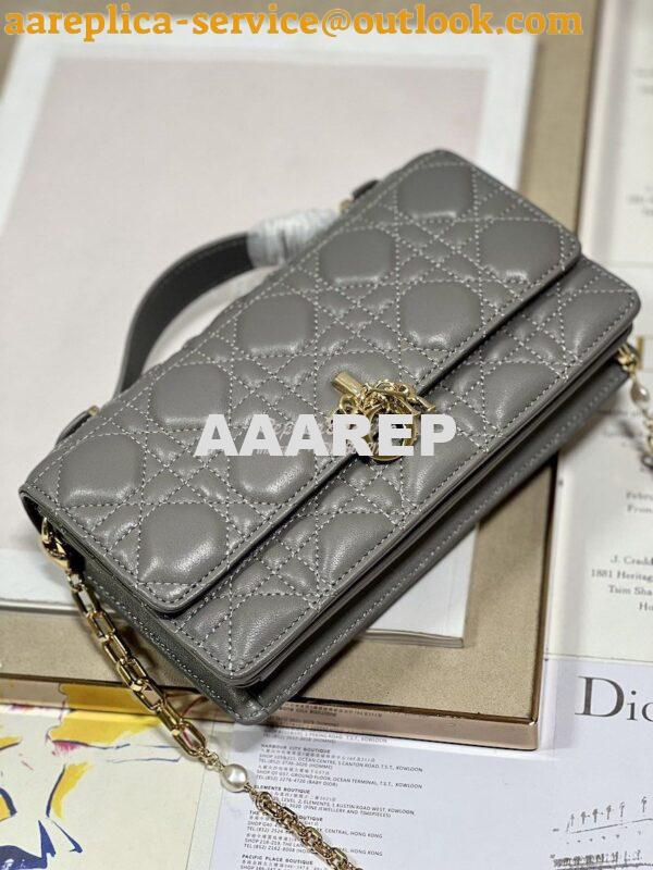 Replica Dior Miss Dior Mini Bag Gray Cannage Lambskin S0980O 5