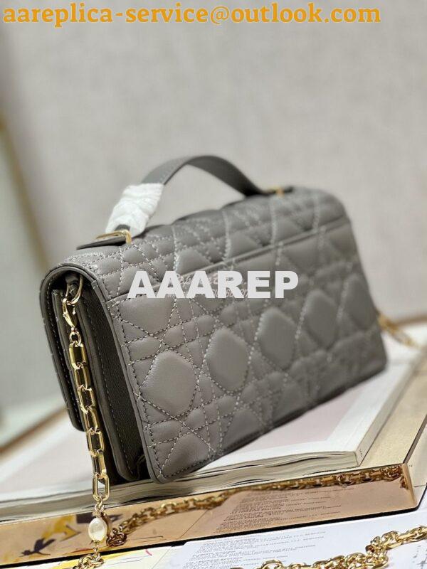 Replica Dior Miss Dior Mini Bag Gray Cannage Lambskin S0980O 6