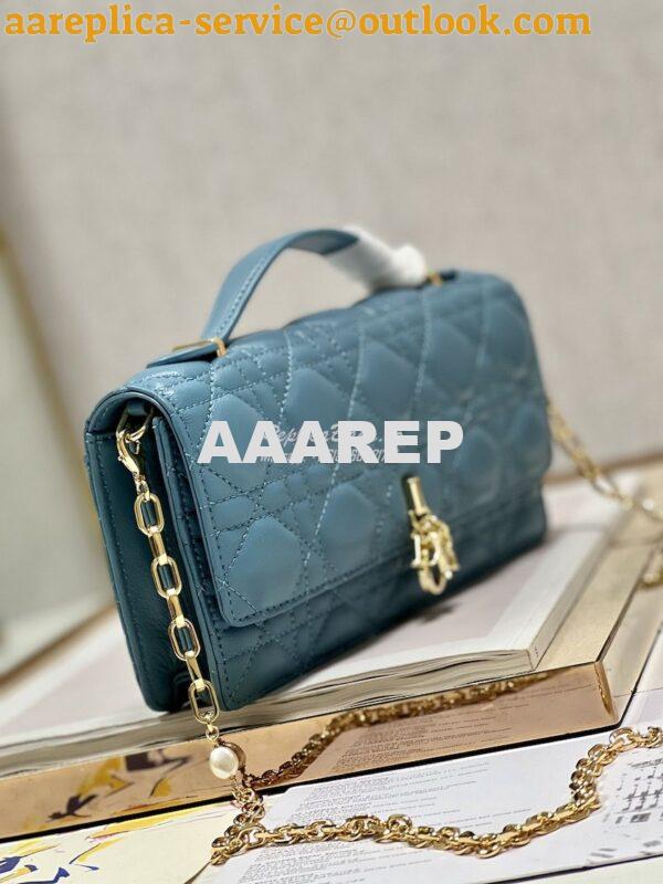 Replica Dior Miss Dior Mini Bag Azure Blue Cannage Lambskin S0980O 2