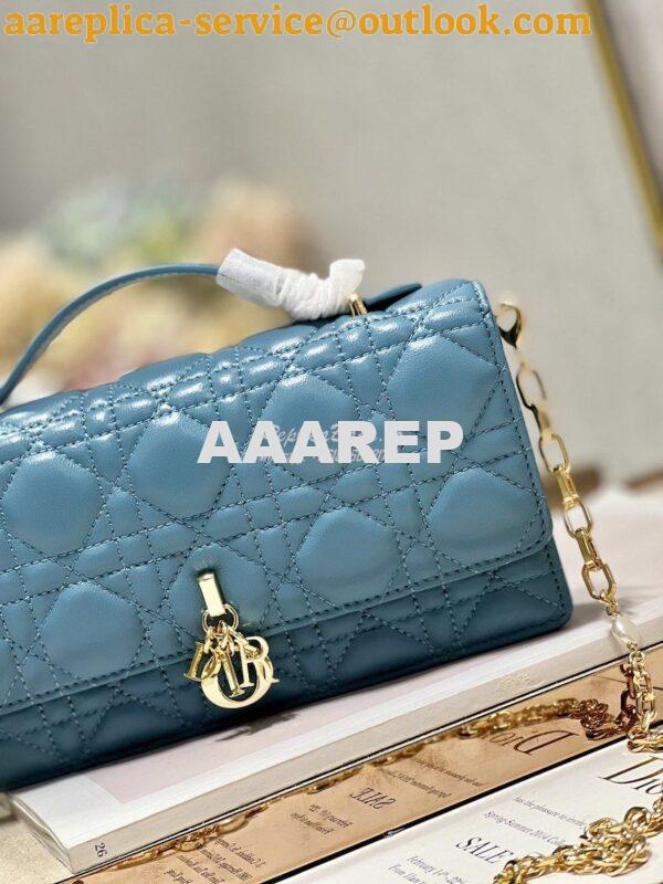 Replica Dior Miss Dior Mini Bag Azure Blue Cannage Lambskin S0980O 3