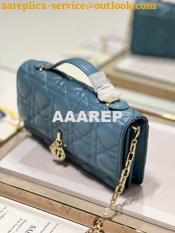 Replica Dior Miss Dior Mini Bag Azure Blue Cannage Lambskin S0980O 4