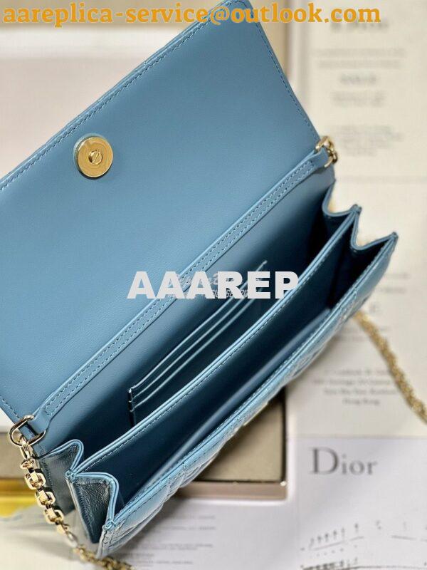 Replica Dior Miss Dior Mini Bag Azure Blue Cannage Lambskin S0980O 8