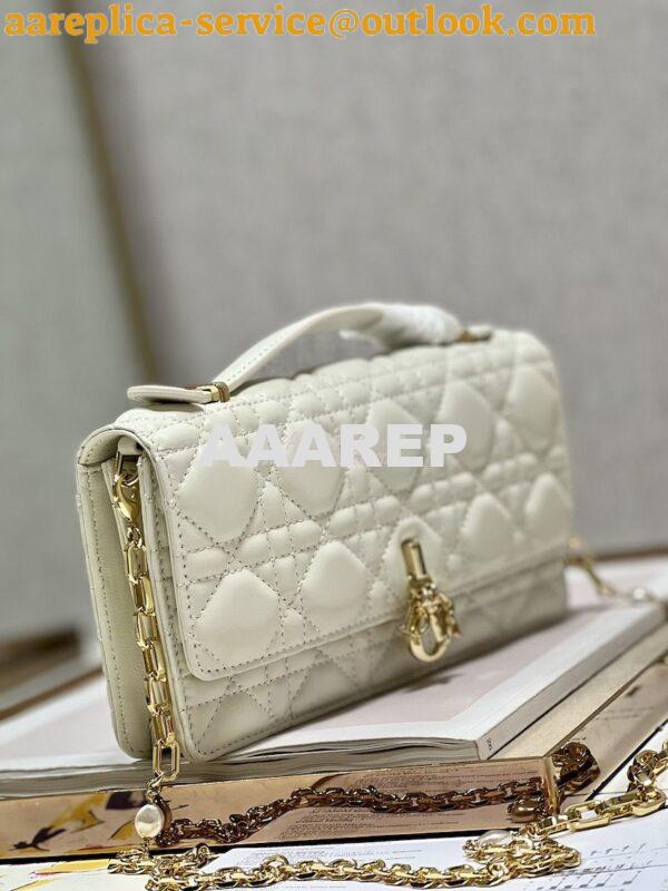 Replica Dior Miss Dior Mini Bag Latte Cannage Lambskin S0980O 4