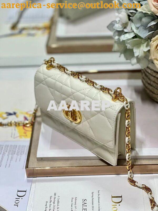 Replica Dior Miss Caro Mini Bag Macrocannage Lambskin S5169U White 4