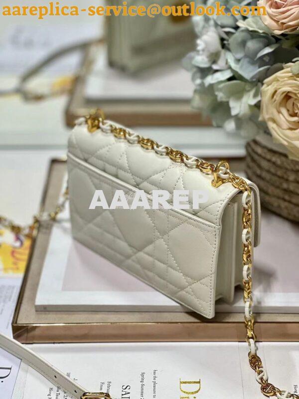 Replica Dior Miss Caro Mini Bag Macrocannage Lambskin S5169U White 8