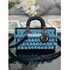 Replica Dior Mini Lady Dior Black Satin Embroidered with Turquoise Bea 12