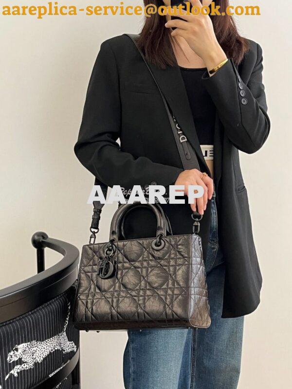 Replica Dior Medium Lady D-Sire My ABCDior Bag Black Macrocannage Crin 11