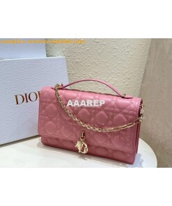 Replica Dior Miss Dior Top Handle Bag Cannage Lambskin M0997 Melocoton