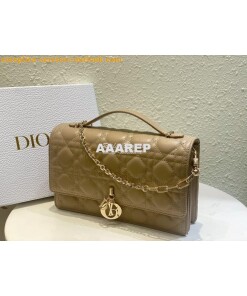 Replica Dior Miss Dior Top Handle Bag Cannage Lambskin M0997 Biscuit