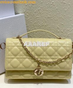 Replica Dior Miss Dior Top Handle Bag Cannage Lambskin M0997 Pastel Ye 2