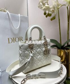 Replica Dior My ABCdior Lady Dior Bag Lambskin M0538 White 2