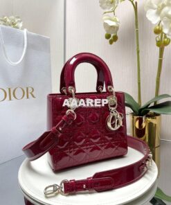 Replica Dior My ABCdior Lady Dior Bag Patent Calfskin M0538 Wine 2