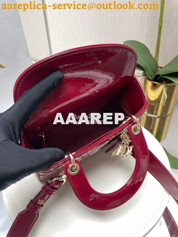 Replica Dior My ABCdior Lady Dior Bag Patent Calfskin M0538 Wine 8