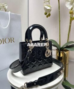 Replica Dior My ABCdior Lady Dior Bag Patent Calfskin M0538 Black 2