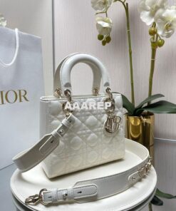 Replica Dior My ABCdior Lady Dior Bag Patent Calfskin M0538 White 2