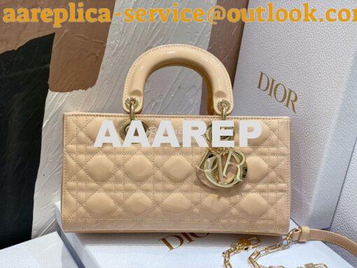 Replica Dior Lady D-Joy Bag Patent Cannage Calfskin M0540O Light Beige 2