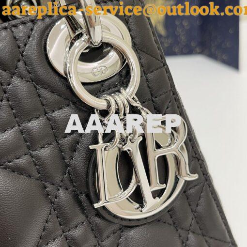 Replica Dior Mini Lady Dior Bag Quilted Natural Lambskin Leather Black 2