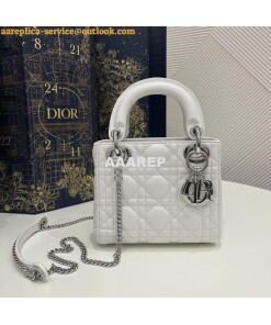 Replica Dior Mini Lady Dior Bag Quilted Natural Lambskin Leather White