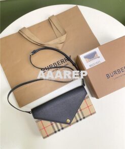 Replica Burberry Vintage Check and Leather Wallet with Detachable Stra 2