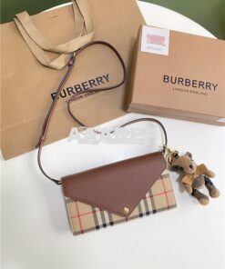 Replica Burberry Vintage Check and Leather Wallet with Detachable Stra 2