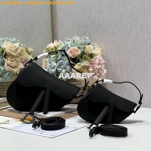 Replica Dior Saddle Bag With Strap Ultra Matte Calfskin M0455 Black