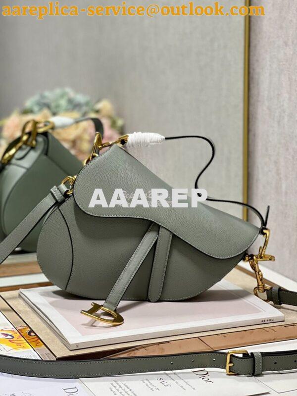 Replica Dior Saddle Bag With Strap Grained Calfskin M0455 Gray Stone 3