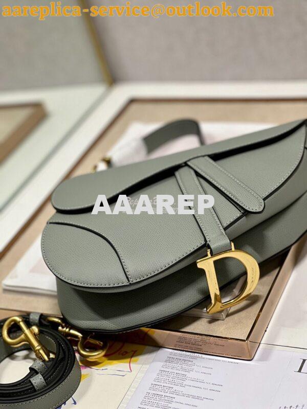 Replica Dior Saddle Bag With Strap Grained Calfskin M0455 Gray Stone 5