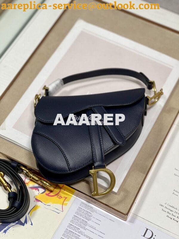 Replica Dior Saddle Bag With Strap Grained Calfskin M0455 Dark Blue 14