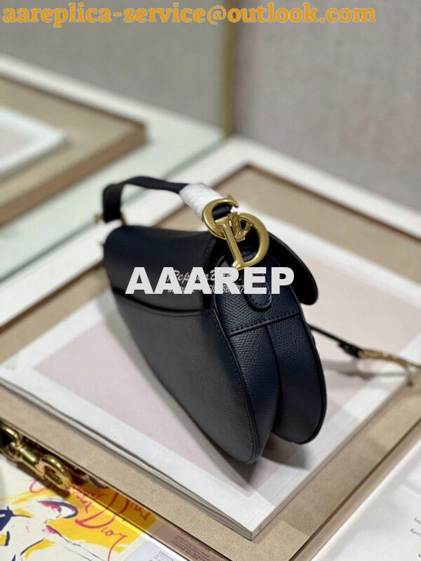 Replica Dior Saddle Bag With Strap Grained Calfskin M0455 Dark Blue 15