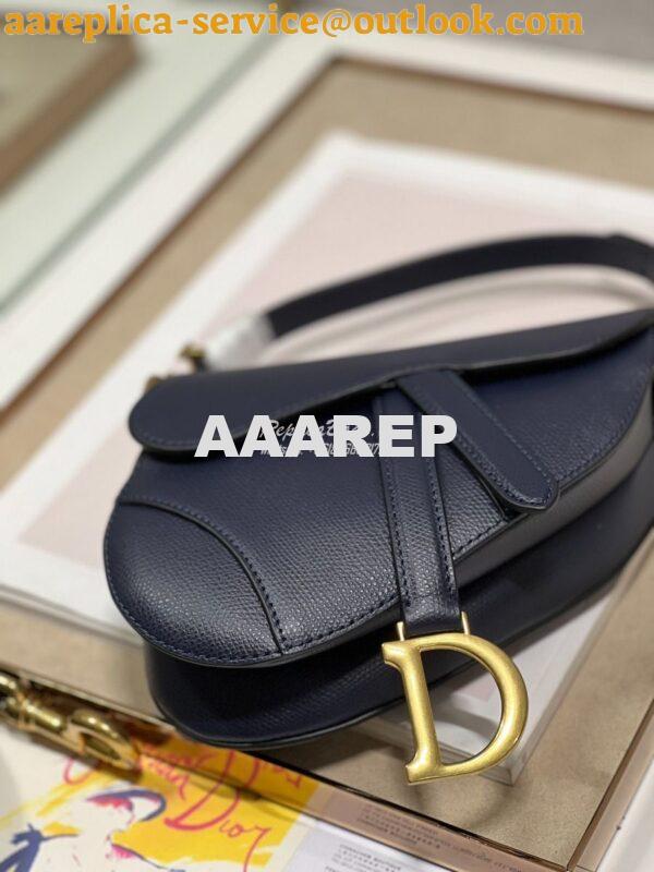 Replica Dior Saddle Bag With Strap Grained Calfskin M0455 Dark Blue 16