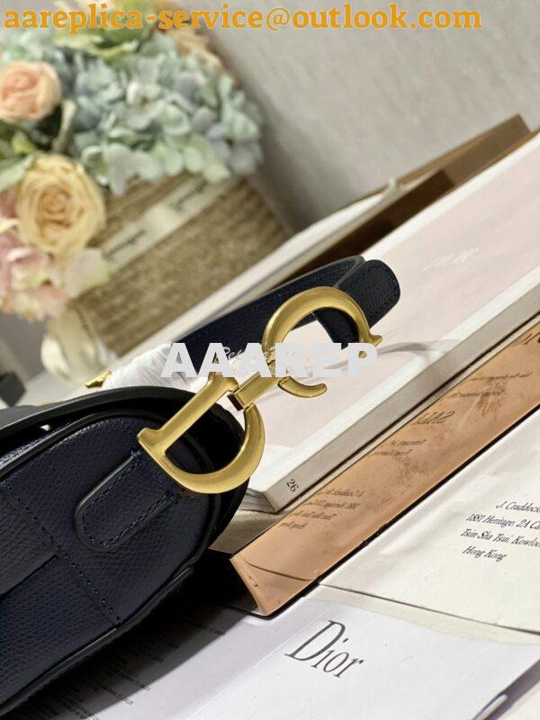 Replica Dior Saddle Bag With Strap Grained Calfskin M0455 Dark Blue 17