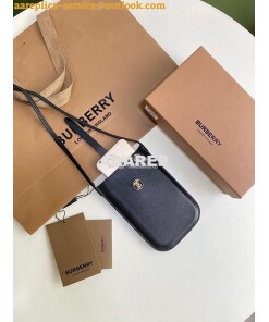 Replica Burberry Leather Phone Case with Strap 80267361 Black