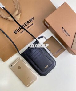 Replica Burberry Leather Phone Case with Strap 80267361 Black 2