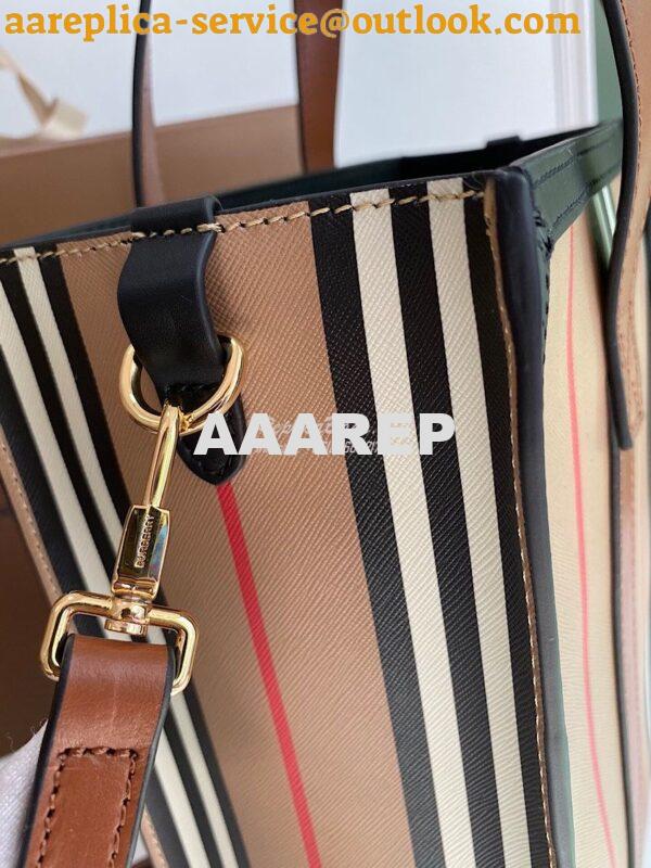 Replica Burberry Small Icon Stripe E-canvas Portrait Tote Bag 5