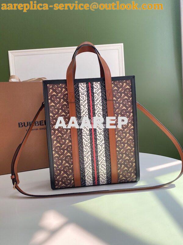 Replica Burberry Small Monogram Stripe E-canvas Portrait Tote Bag 2