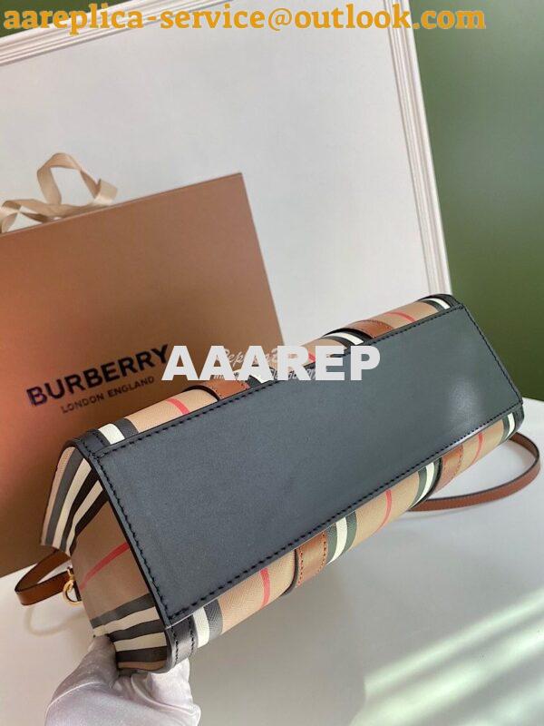 Replica Burberry Small Icon Stripe E-canvas Portrait Tote Bag 9