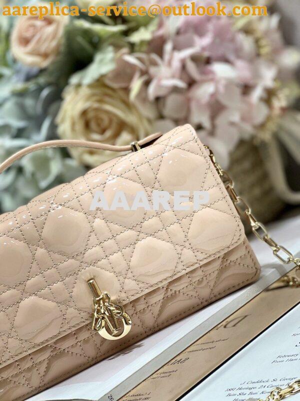 Replica Dior Miss Dior Mini Bag Light Pink Cannage Patent Calfskin S09 2