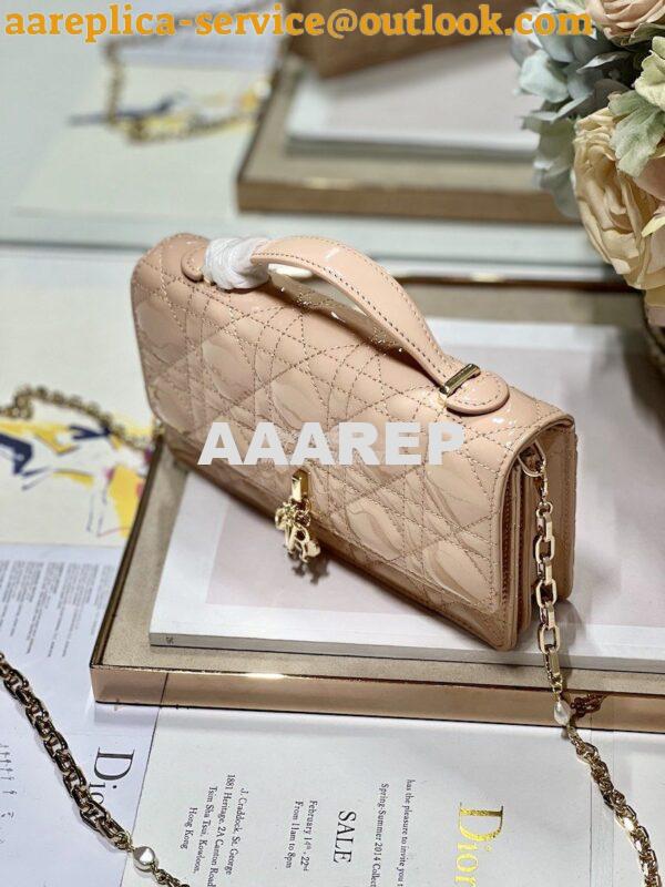 Replica Dior Miss Dior Mini Bag Light Pink Cannage Patent Calfskin S09 3