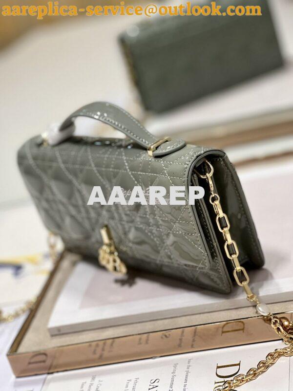 Replica Dior Miss Dior Mini Bag Gray Cannage Patent Calfskin S0980O 5