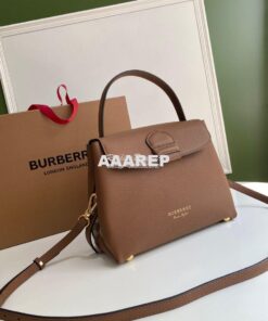 Replica Burberry Grainy Leather and House Check Tote Bag Tan 2