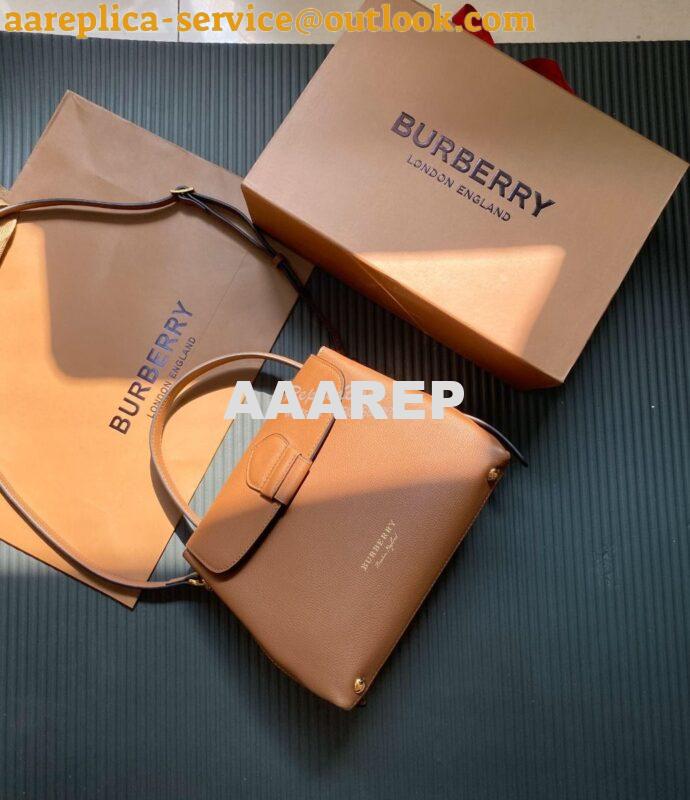 Replica Burberry Grainy Leather and House Check Tote Bag Tan 10