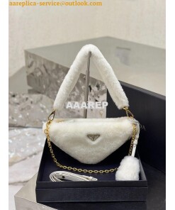 Replica Prada Re-edition Shearling Mini-bag 1BC543 White