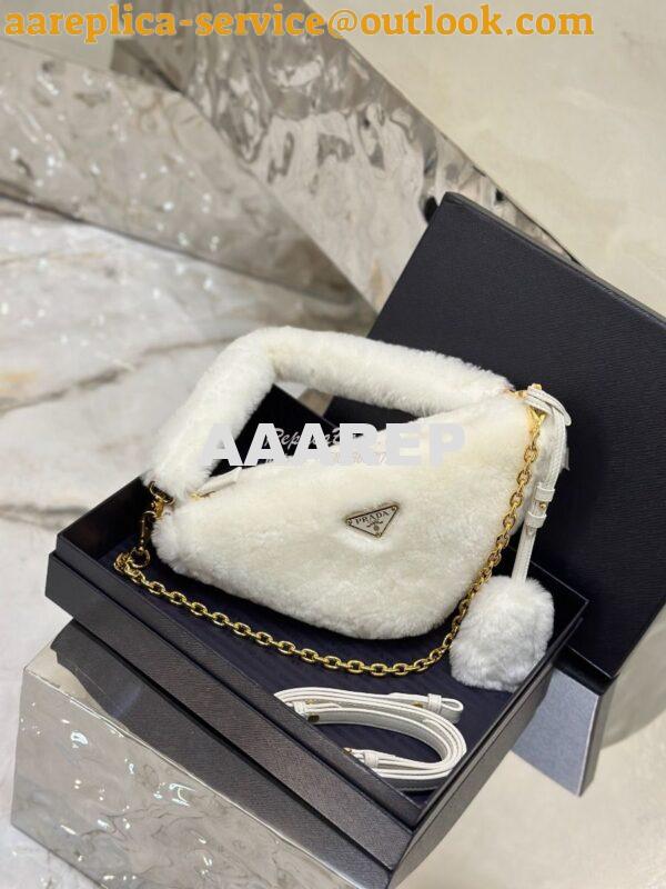 Replica Prada Re-edition Shearling Mini-bag 1BC543 White 2