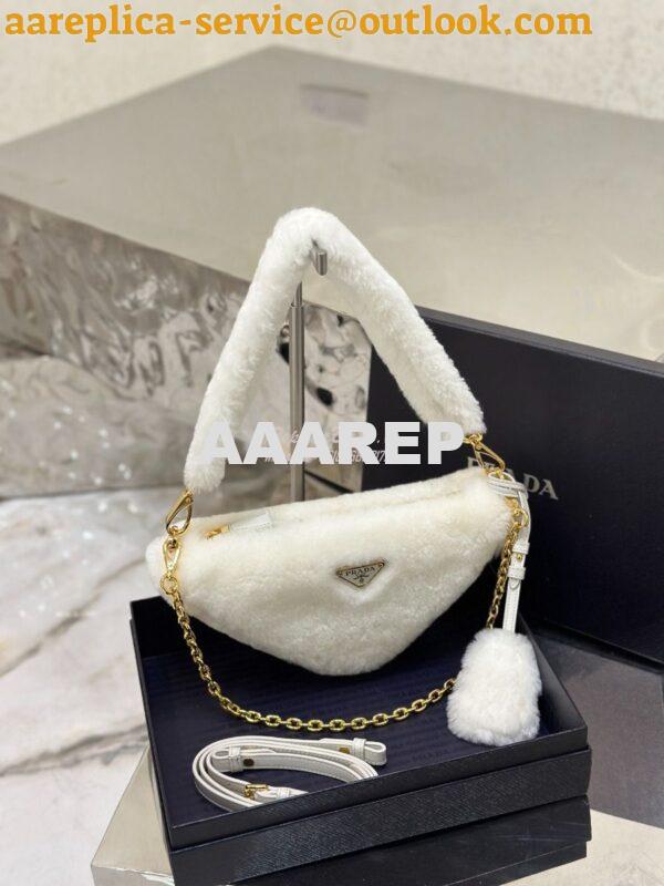 Replica Prada Re-edition Shearling Mini-bag 1BC543 White 3