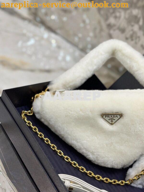 Replica Prada Re-edition Shearling Mini-bag 1BC543 White 4