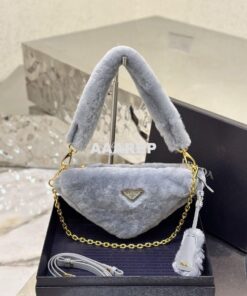 Replica Prada Re-edition Shearling Mini-bag 1BC543 Cornflower 2