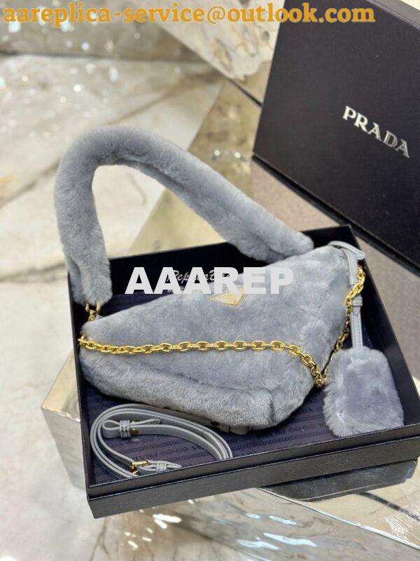 Replica Prada Re-edition Shearling Mini-bag 1BC543 Cornflower 3