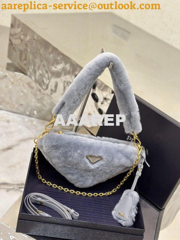 Replica Prada Re-edition Shearling Mini-bag 1BC543 Cornflower 4